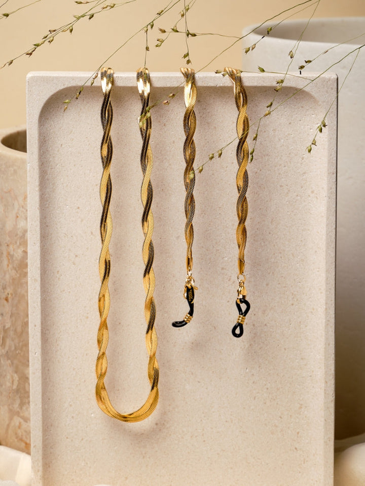 Braided Jane zilver-goud | Brillenkoord